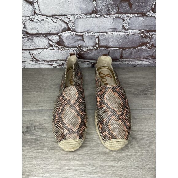 Sam Edelman Chloe Pink Beige Snake Skin Embossed Espadrilles Women’s 10M US/40EU - Picture 15 of 16